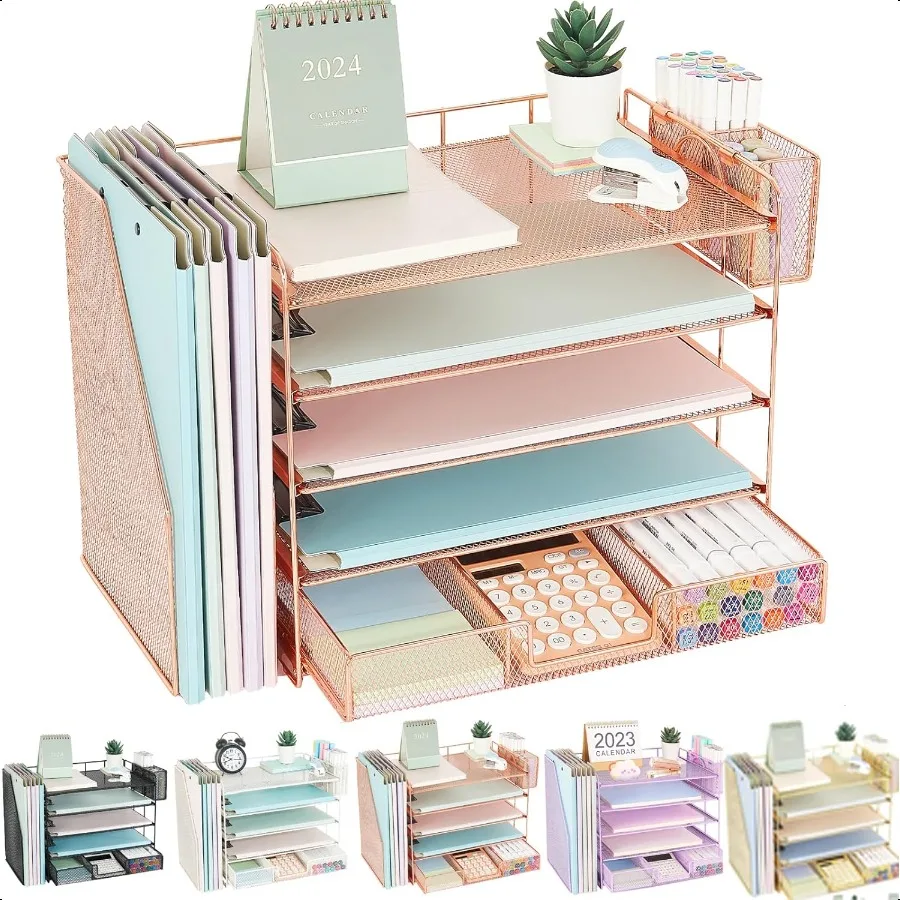 Youbetia 5 Tier Paper Letter Tray Organizer with Mesh File Holder Desk Accories Workspace Desktop Organizers with Drawer and Pe
Youbetia 5 Tier Paper Letter Tray Organizer with Mesh File Holder Desk Accories Workspace Desktop Organizers with Drawer and Pe