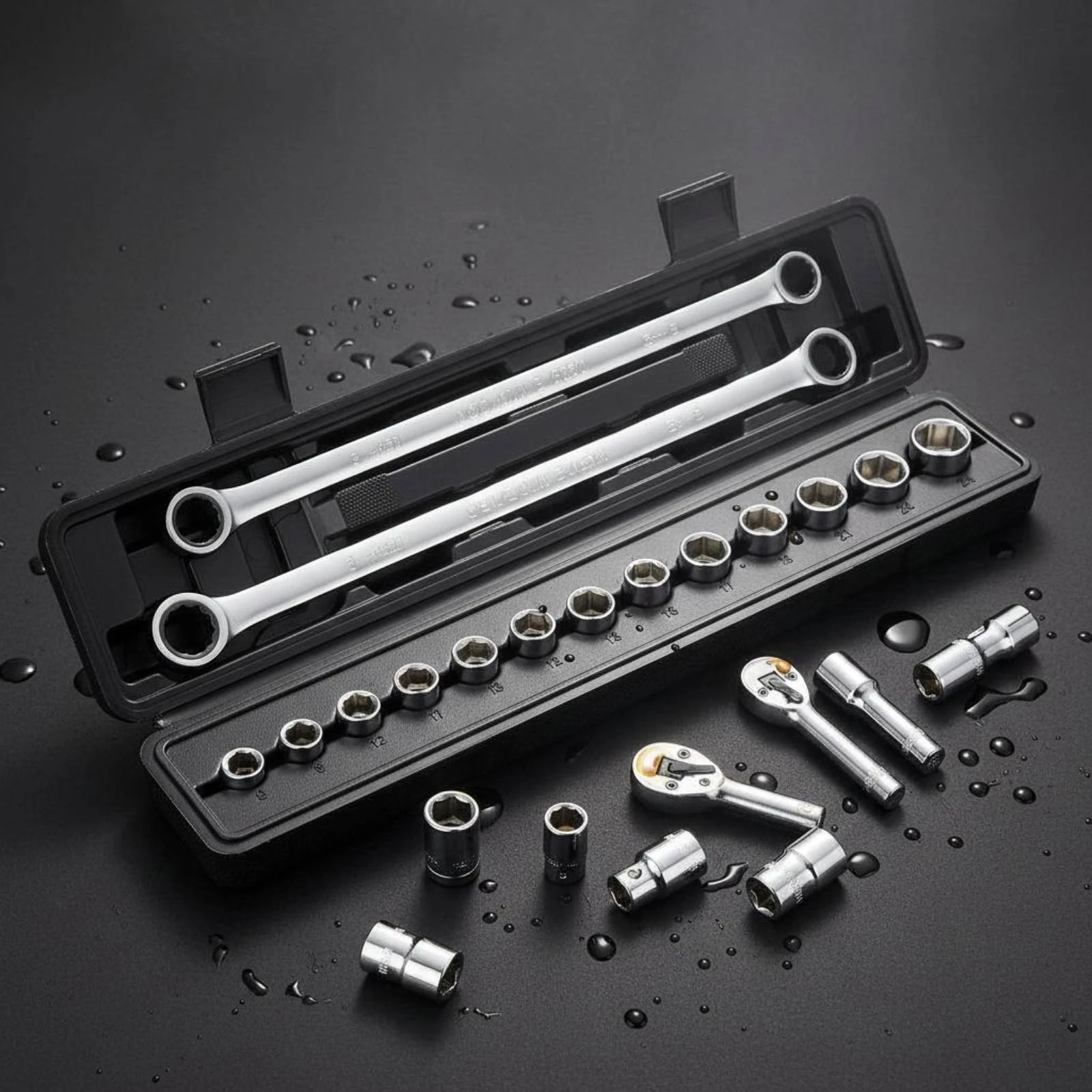 15 Pieces Ratchet Socket Set Multi-Size Sockets Adjustable Ratchet Wrench Set Repair Kit Portable Toolbox Hand Tools for Garage
15 Pieces Ratchet Socket Set Multi-Size Sockets Adjustable Ratchet Wrench Set Repair Kit Portable Toolbox Hand Tools for Garage