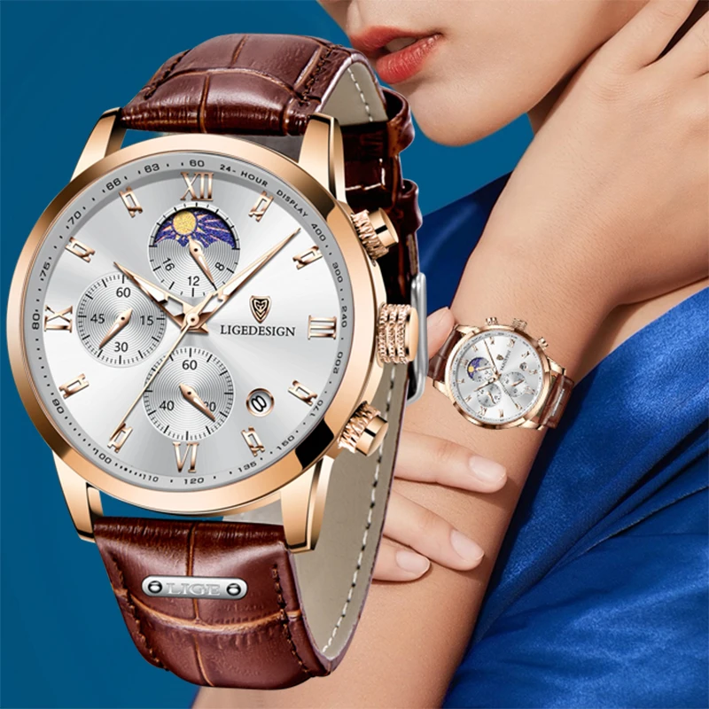 LIGE New Moon Phase Watch for Women Casual Sports Waterproof Luminous Women's Quartz Wristwatches Fashion Leather Chronograph
LIGE New Moon Phase Watch for Women Casual Sports Waterproof Luminous Women's Quartz Wristwatches Fashion Leather Chronograph