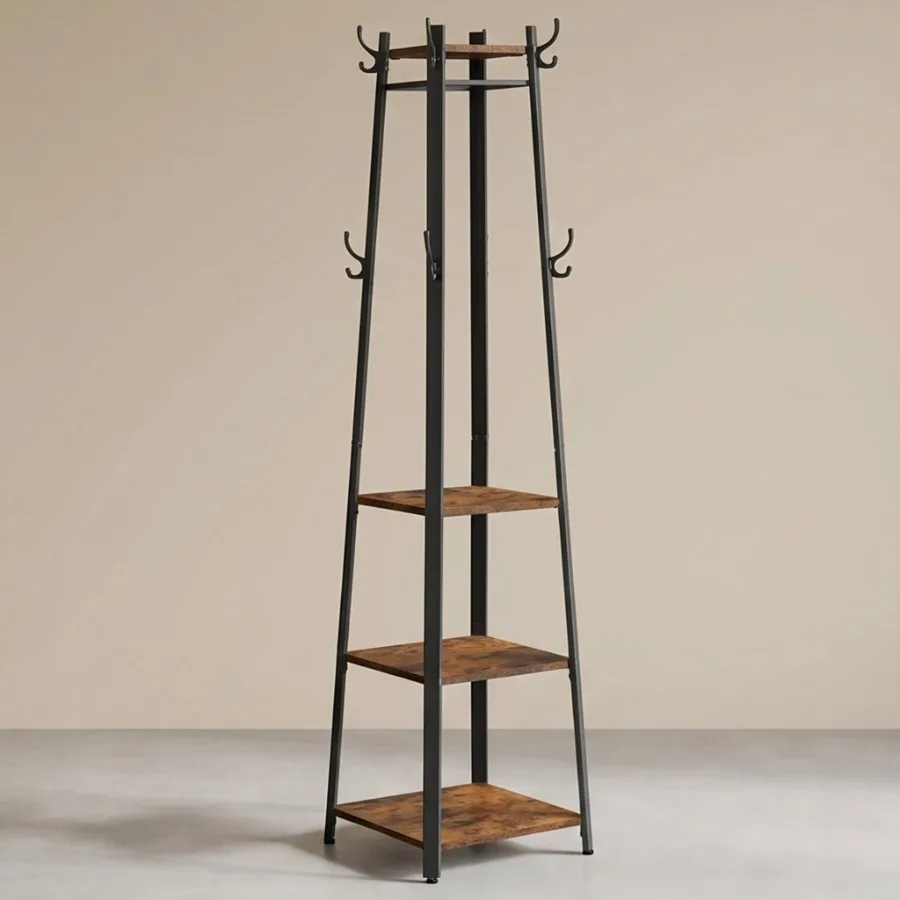71.5 in. Industrial Coat Rack with 8 Hooks and 3-Tier Storage Shelves Rustic Brown and Black
71.5 in. Industrial Coat Rack with 8 Hooks and 3-Tier Storage Shelves Rustic Brown and Black