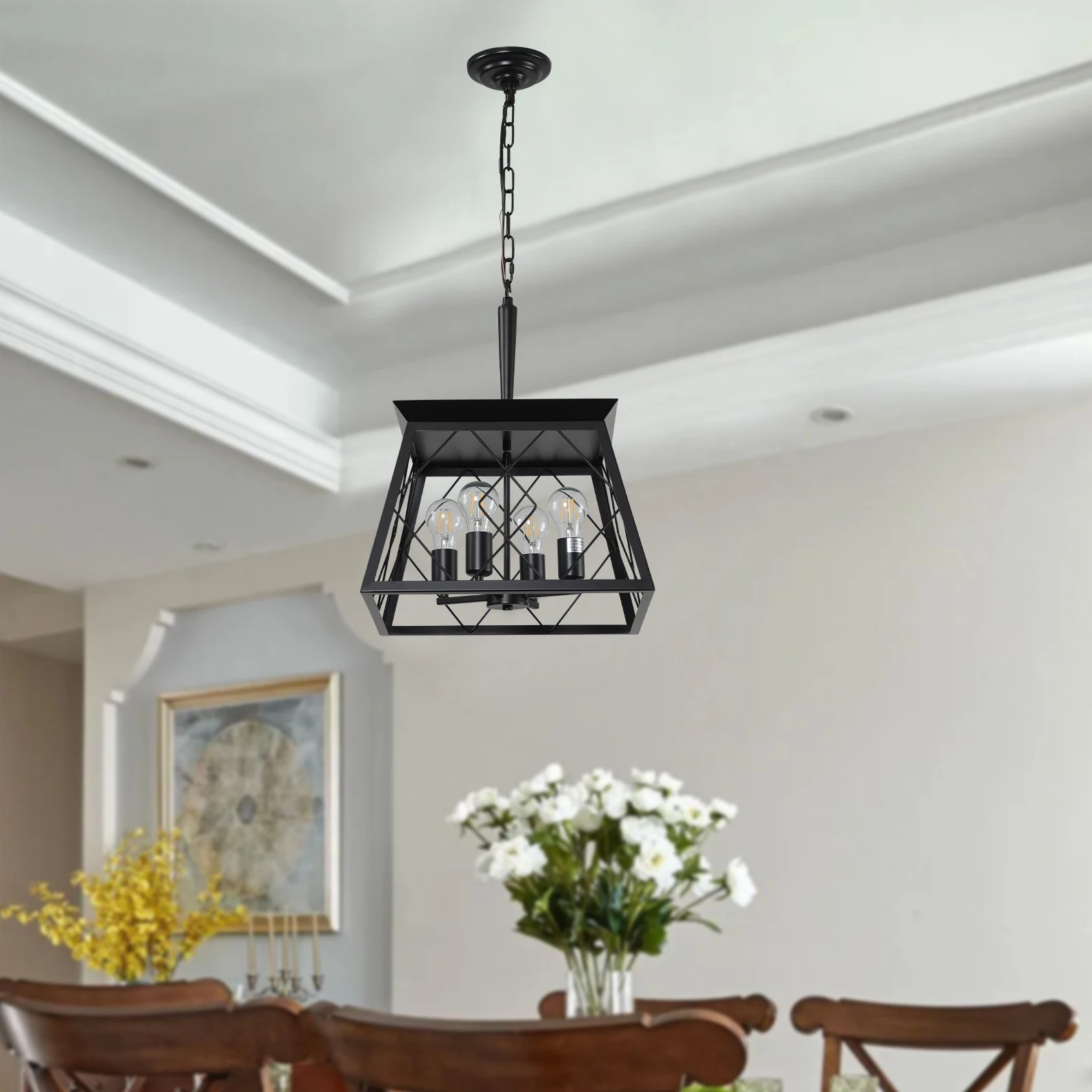 Black farmhouse pendant light 4-lamp retro pendant light, suitable for kitchen, dining room, living room (without light bulb)
Black farmhouse pendant light 4-lamp retro pendant light, suitable for kitchen, dining room, living room (without light bulb)