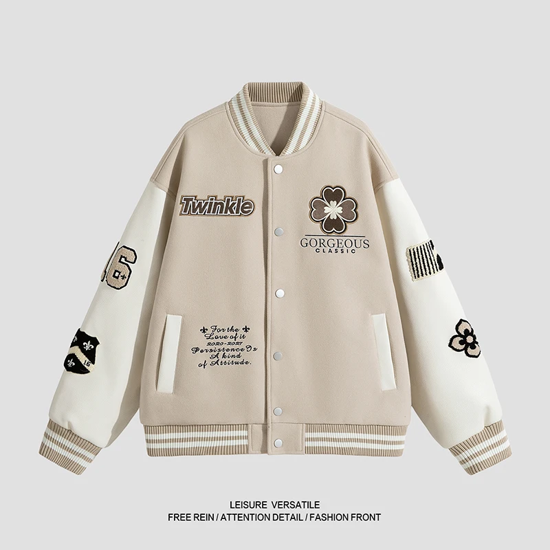 Men's Flight Jacket Long Sleeve round Neck Baseball Style Outerwear Spring Autumn American Fashion Embroidery Trendy Coat 
Men's Flight Jacket Long Sleeve round Neck Baseball Style Outerwear Spring Autumn American Fashion Embroidery Trendy Coat