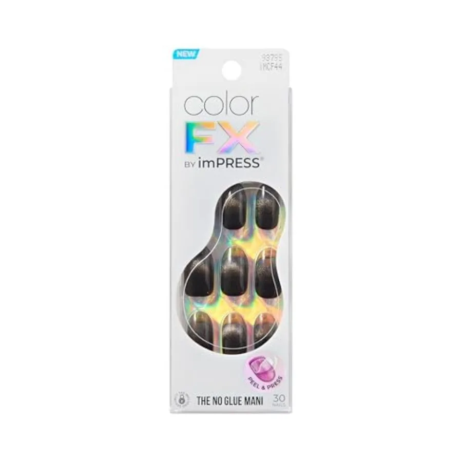 Impress No Glue Mani Press On Nails, ColorFX, 'Best Wishes', Black, Medium Size, Oval Shape, Includes 30 Nails, Prep Pad, Instr
Impress No Glue Mani Press On Nails, ColorFX, 'Best Wishes', Black, Medium Size, Oval Shape, Includes 30 Nails, Prep Pad, Instr