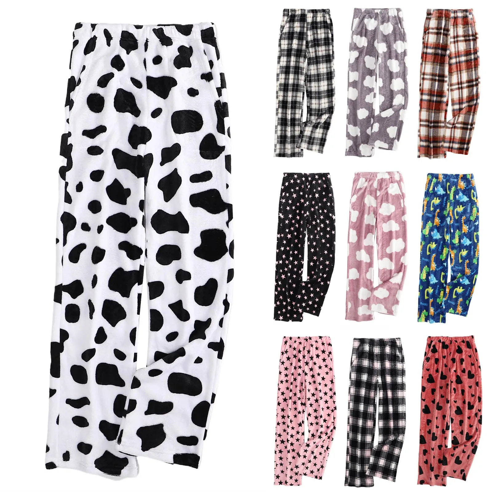 Women Casual Cow Print Pajama Pants Soft Comfort Plush Sleep Trousers Fall/Winter Casual Home Clothes Cute Pajama Bottoms
Women Casual Cow Print Pajama Pants Soft Comfort Plush Sleep Trousers Fall/Winter Casual Home Clothes Cute Pajama Bottoms