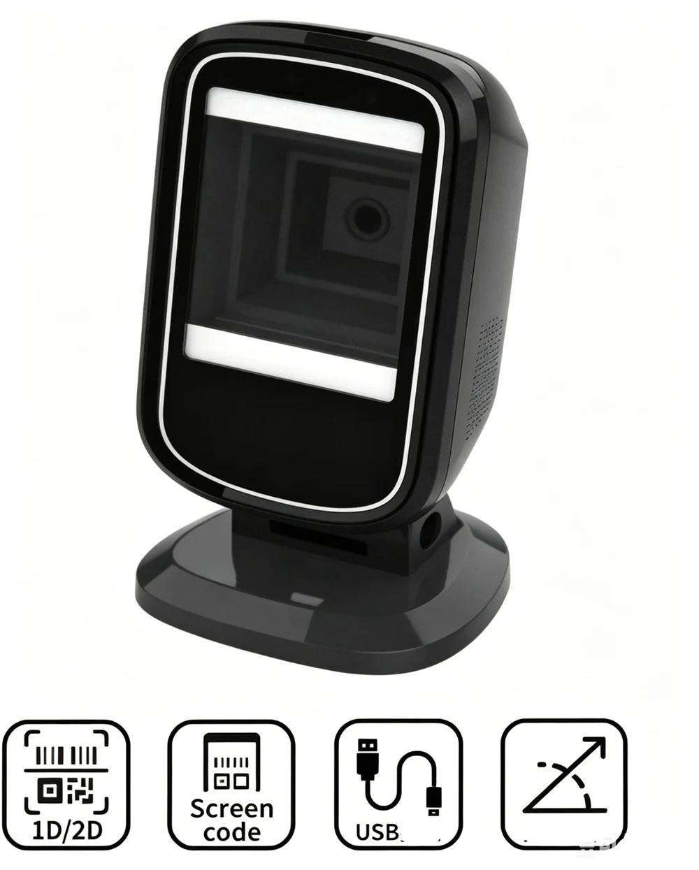 2D Desktop Barcode Scanner USB Wired Image Reader with Stand for Retail POS System Cash Register Supermarket
2D Desktop Barcode Scanner USB Wired Image Reader with Stand for Retail POS System Cash Register Supermarket