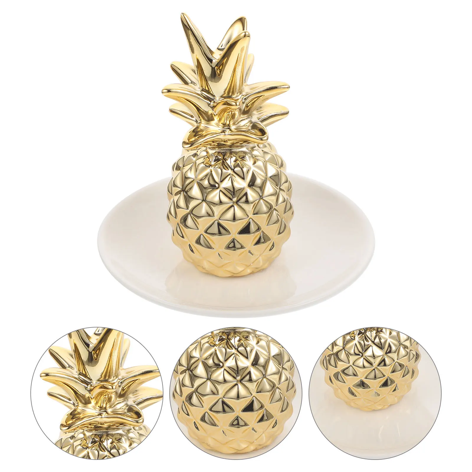 Ceramic Pineapple Trinket Dish Gold Plated Jewelry Holder Ring Tray for Desktop Decorative Storage Small Tray Candy Dish Key
Ceramic Pineapple Trinket Dish Gold Plated Jewelry Holder Ring Tray for Desktop Decorative Storage Small Tray Candy Dish Key