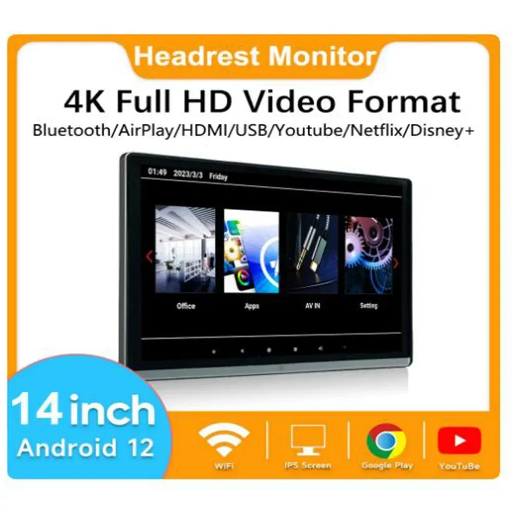 Планшет на подголовник автомобиля, экран 13,3 дюйма/14 дюймов, Android 12, 4 + 64 ГБ
Планшет на подголовник автомобиля, экран 13,3 дюйма/14 дюймов, Android 12, 4 + 64 ГБ