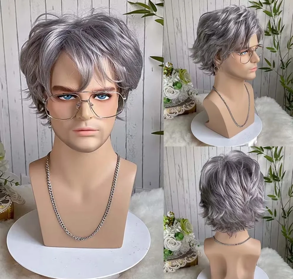 Silver Grey Wigs for Men Synthetic Hair Short Asian Wig Cosplay Hairstyles Mixed Gray Male Wigs Costume Halloween Anime Party
Silver Grey Wigs for Men Synthetic Hair Short Asian Wig Cosplay Hairstyles Mixed Gray Male Wigs Costume Halloween Anime Party