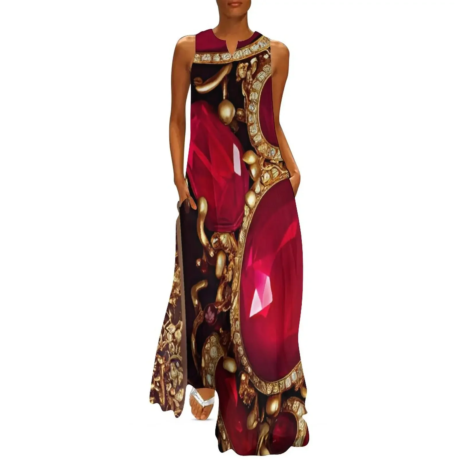 Jewerly red gems Long Dress dresses for special events summer dress Long dress woman summer korean women
Jewerly red gems Long Dress dresses for special events summer dress Long dress woman summer korean women