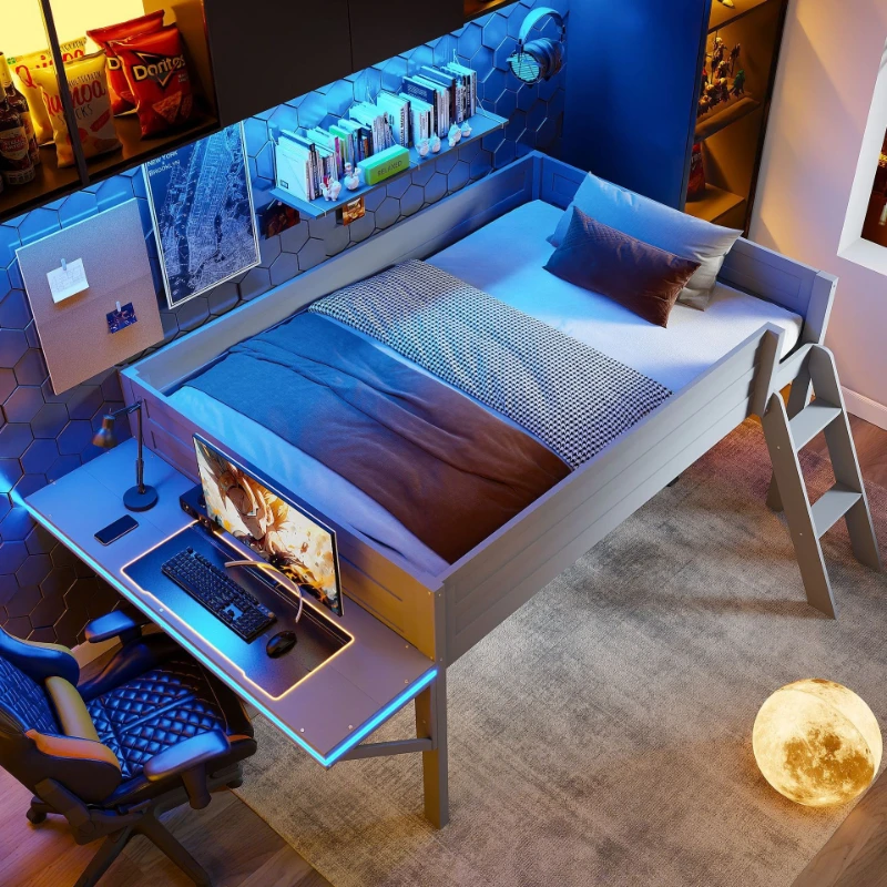 Elevated bed with desk space saving bedroom e-sports bed,
Elevated bed with desk space saving bedroom e-sports bed,