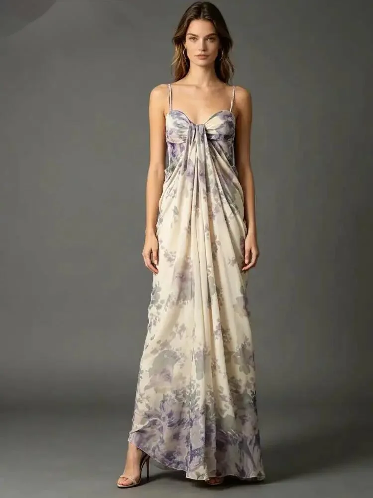 Fashion Print Spaghetti Strap Pleats Slim Fit Dress Women's Sleeveless Backless High Waist Floor-length Dresses Summe DR4B
Fashion Print Spaghetti Strap Pleats Slim Fit Dress Women's Sleeveless Backless High Waist Floor-length Dresses Summe DR4B