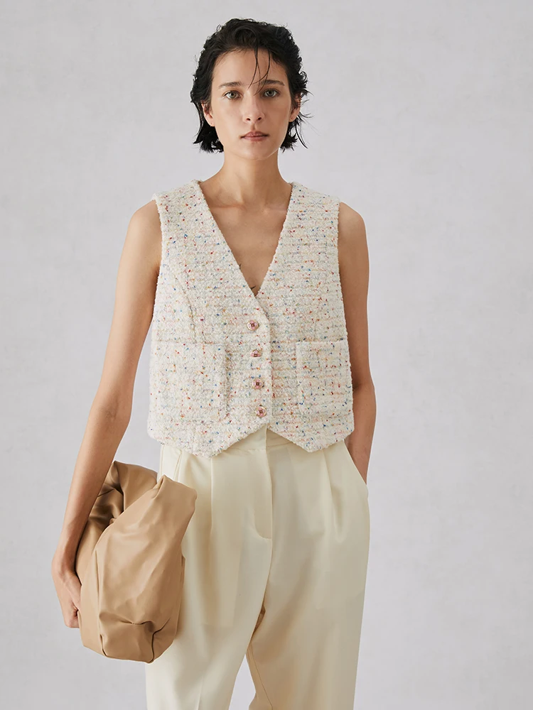 Женский шерстяной жилет BONUET, новинка 2023 года, осенне-зимний, из твида, для многослойных образов, маленький размер, модный, для повседневной носки, однотонный
Женский шерстяной жилет BONUET, новинка 2023 года, осенне-зимний, из твида, для многослойных образов, маленький размер, модный, для повседневной носки, однотонный