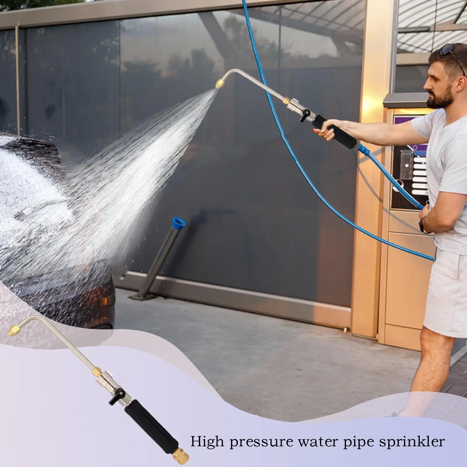 Насадка для шланга высокого давления, регулируемая насадка для шланга, портативный многофункциональный распылитель, шайба для желоба, очистка патио, забор 
Насадка для шланга высокого давления, регулируемая насадка для шланга, портативный многофункциональный распылитель, шайба для желоба, очистка патио, забор