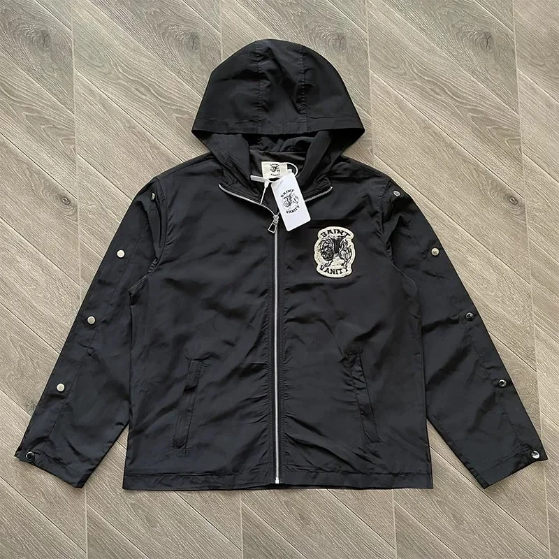 Streetwear SAINT VANITY Windbreaker Hooded Jacket Sweatpants Men Women Couple Loose Embroidered Pattern Tracksuit
Streetwear SAINT VANITY Windbreaker Hooded Jacket Sweatpants Men Women Couple Loose Embroidered Pattern Tracksuit
