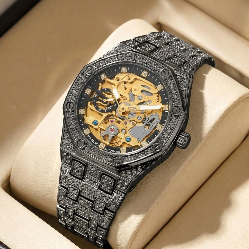 1pc Trendy Hollow-out Mechanical Watch with Fully Inlaid Shining Strap and Versatile, for Daily Outings
1pc Trendy Hollow-out Mechanical Watch with Fully Inlaid Shining Strap and Versatile, for Daily Outings