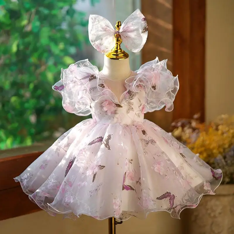 Girls' dress, floral fairy, tutu princess dress, baby whip, butterfly print, wrinkles, birthday performance costume
Girls' dress, floral fairy, tutu princess dress, baby whip, butterfly print, wrinkles, birthday performance costume