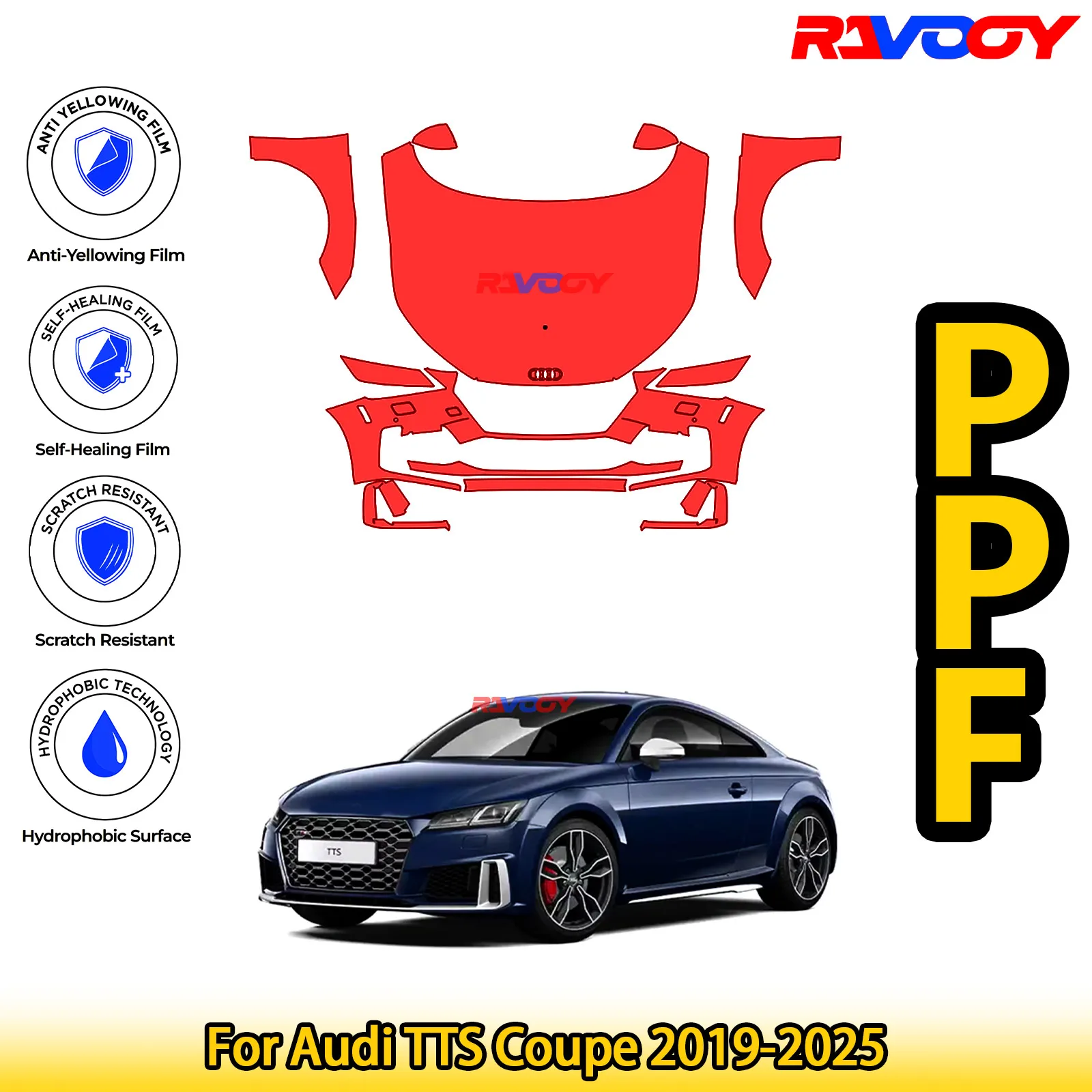 For Audi TTS Coupe 2019-2025 Glossy Matte Black Precut front PPF Kit Paint Protection Film
For Audi TTS Coupe 2019-2025 Glossy Matte Black Precut front PPF Kit Paint Protection Film