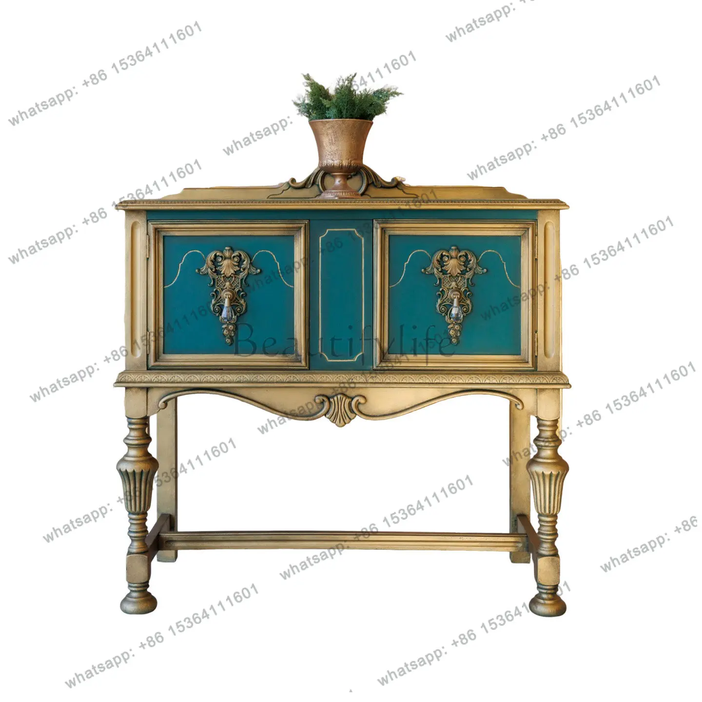 French retro old solid wood porch cabinet American luxury color matching double door decorative cabinet
French retro old solid wood porch cabinet American luxury color matching double door decorative cabinet