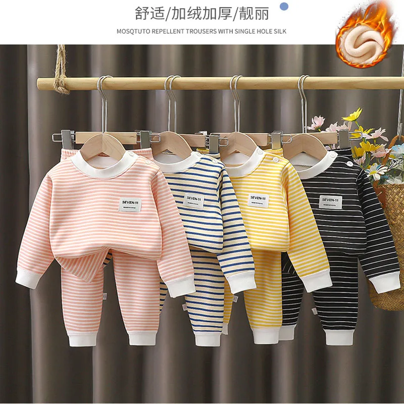 Children's Thickened Warm Sets Boys Striped Padded Warm 2 Piece Autumn Winter New Girls Cute Casual Pajamas Suit 7M-14 Years Old
Children's Thickened Warm Sets Boys Striped Padded Warm 2 Piece Autumn Winter New Girls Cute Casual Pajamas Suit 7M-14 Years Old