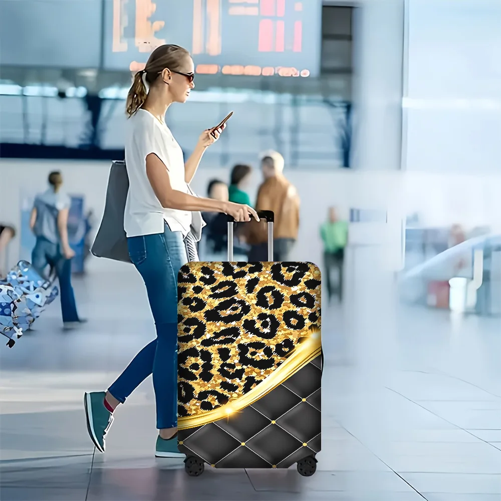1PC Gold Leopard luggage cover for luggage sizes 18-32; stylish and resilient travel accessory with diamond quilted texture t
1PC Gold Leopard luggage cover for luggage sizes 18-32; stylish and resilient travel accessory with diamond quilted texture t