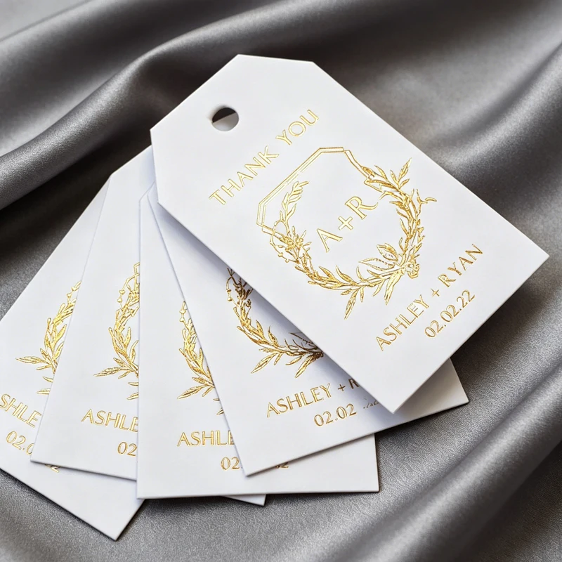 50pcs Personalized Wedding Favor Tags, Gold Foil Name Tags Wedding Thank You Tags, Wedding Gift Tag, Custom Paper Tag
50pcs Personalized Wedding Favor Tags, Gold Foil Name Tags Wedding Thank You Tags, Wedding Gift Tag, Custom Paper Tag