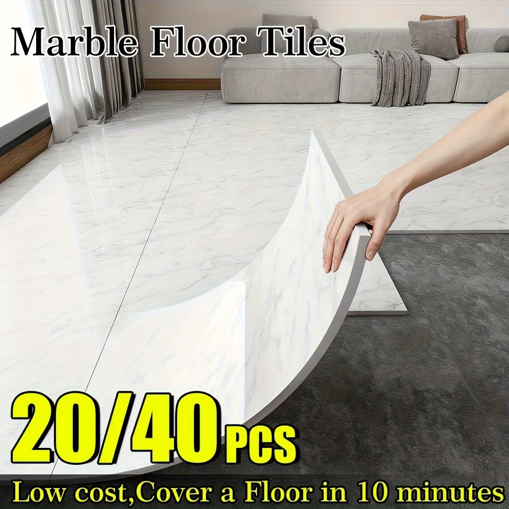20/40-Pack Glossy Marble Floor Stickers Wall Tiles - Self-Adhesive Waterproof Removable Vinyl Panels, Peel And Stick Luxury Marble Design in White/Black/Grey/Beige/, Easy to Clean And Maintain for Bathroom, Kitchen, Living Room, Bedroom Renovation
20/40-Pack Glossy Marble Floor Stickers Wall Tiles - Self-Adhesive Waterproof Removable Vinyl Panels, Peel And Stick Luxury Marble Design in White/Black/Grey/Beige/, Easy to Clean And Maintain for Bathroom, Kitchen, Living Room, Bedroom Renovation