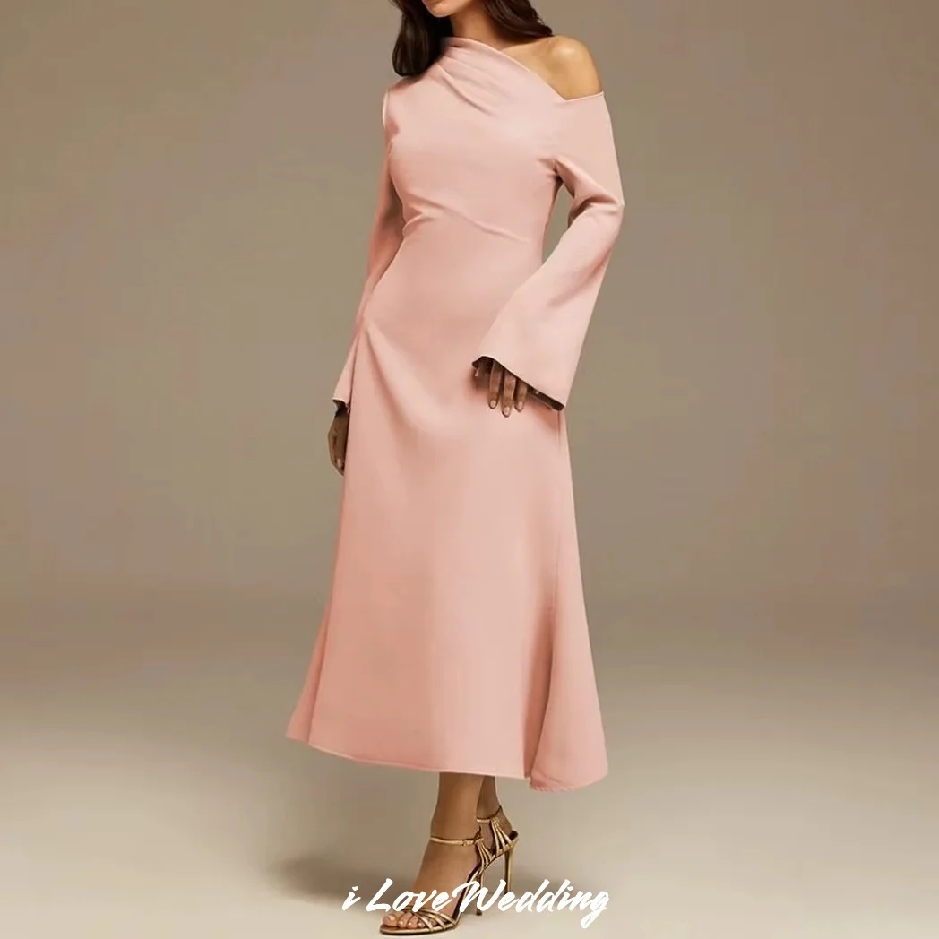 Pink One Shoulder Evening Dresses 2025 Satin Long Sleeve A-Line Ankle-Length Evening Dresses Wedding Guest Dresses Customized
Pink One Shoulder Evening Dresses 2025 Satin Long Sleeve A-Line Ankle-Length Evening Dresses Wedding Guest Dresses Customized