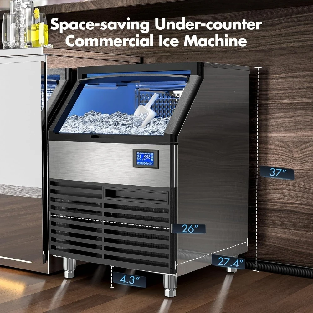 Ice Maker 200LBS/24H,26’’Under Counter Ice Machine with 80LBS Storage Capacity,Stainless Steel Ice Maker for Restaurant Bar Home
Ice Maker 200LBS/24H,26’’Under Counter Ice Machine with 80LBS Storage Capacity,Stainless Steel Ice Maker for Restaurant Bar Home