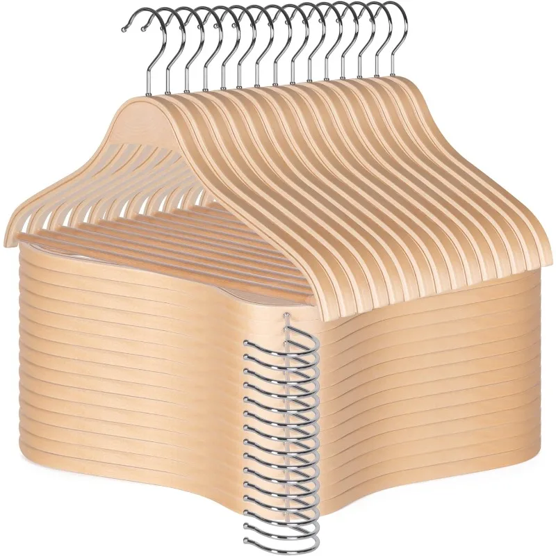 Wooden Coat Hangers, 30 Pack Light Weight Wood Coat/Suit Hangers with Non-Slip Pant Bar, Natural Finish
Wooden Coat Hangers, 30 Pack Light Weight Wood Coat/Suit Hangers with Non-Slip Pant Bar, Natural Finish