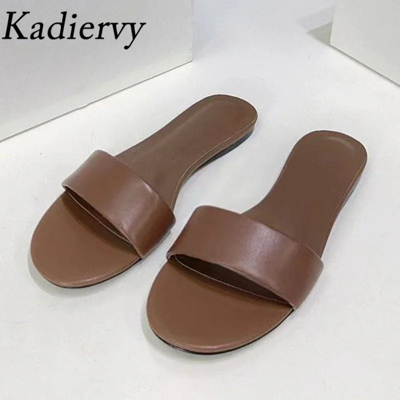 Summer Slippers For Women Round Peep Toe One Strap Mules Genuine Leather Slides Female Casual Comfort Flat Slippers Woman
Summer Slippers For Women Round Peep Toe One Strap Mules Genuine Leather Slides Female Casual Comfort Flat Slippers Woman