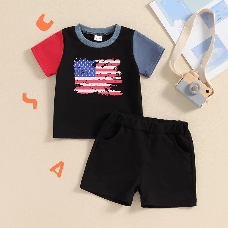Boys 4th of July Shorts Sets Short Sleeve Flag Print Tops Solid Color Shorts Sets
Boys 4th of July Shorts Sets Short Sleeve Flag Print Tops Solid Color Shorts Sets