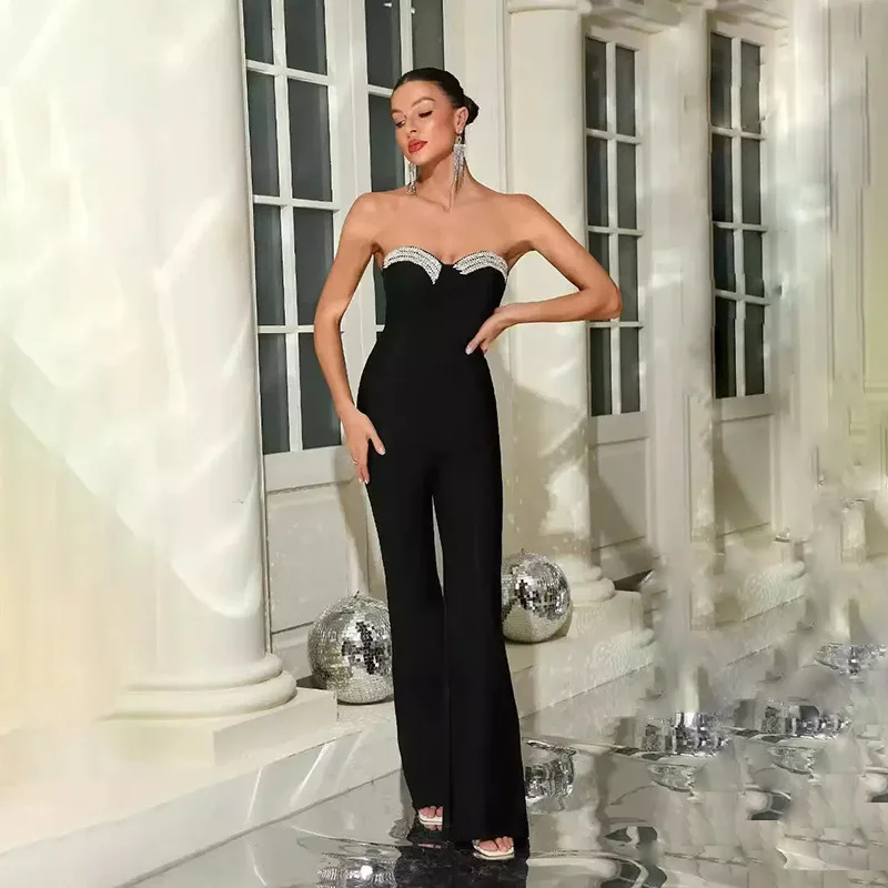Sexy Strapless Diamond Embellished Elegant One-Piece Pants Party Dress Cross-Border New Style Name Lady Fashion Trend
Sexy Strapless Diamond Embellished Elegant One-Piece Pants Party Dress Cross-Border New Style Name Lady Fashion Trend