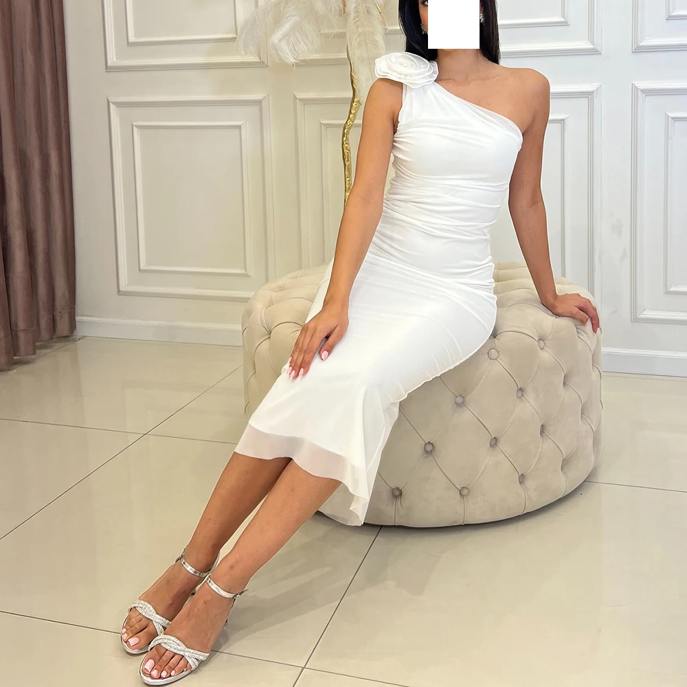 3D Flowers Straight One Shoulder Chiffon Tea Length Ruched Pleats Graceful and Exquisite Special Occasion Gowns Solid Color 2024
3D Flowers Straight One Shoulder Chiffon Tea Length Ruched Pleats Graceful and Exquisite Special Occasion Gowns Solid Color 2024