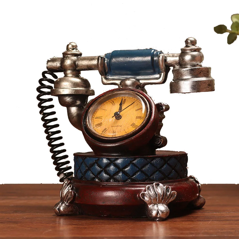 Vintage telephone model clock decoration Creative Study Cafe Restaurant Room Wine Cabinet TV Retro Creative Model Ornaments
Vintage telephone model clock decoration Creative Study Cafe Restaurant Room Wine Cabinet TV Retro Creative Model Ornaments