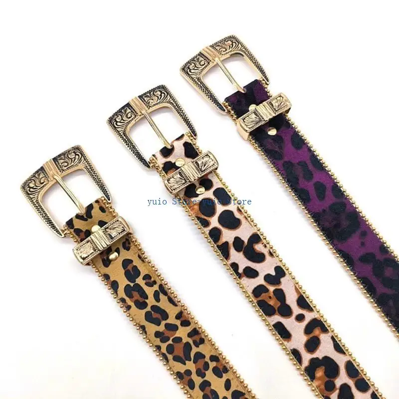 X7XB All Matching Belt Engraved Pin Buckle Waistband Beaded Trim Leopard Waiststrap
X7XB All Matching Belt Engraved Pin Buckle Waistband Beaded Trim Leopard Waiststrap
