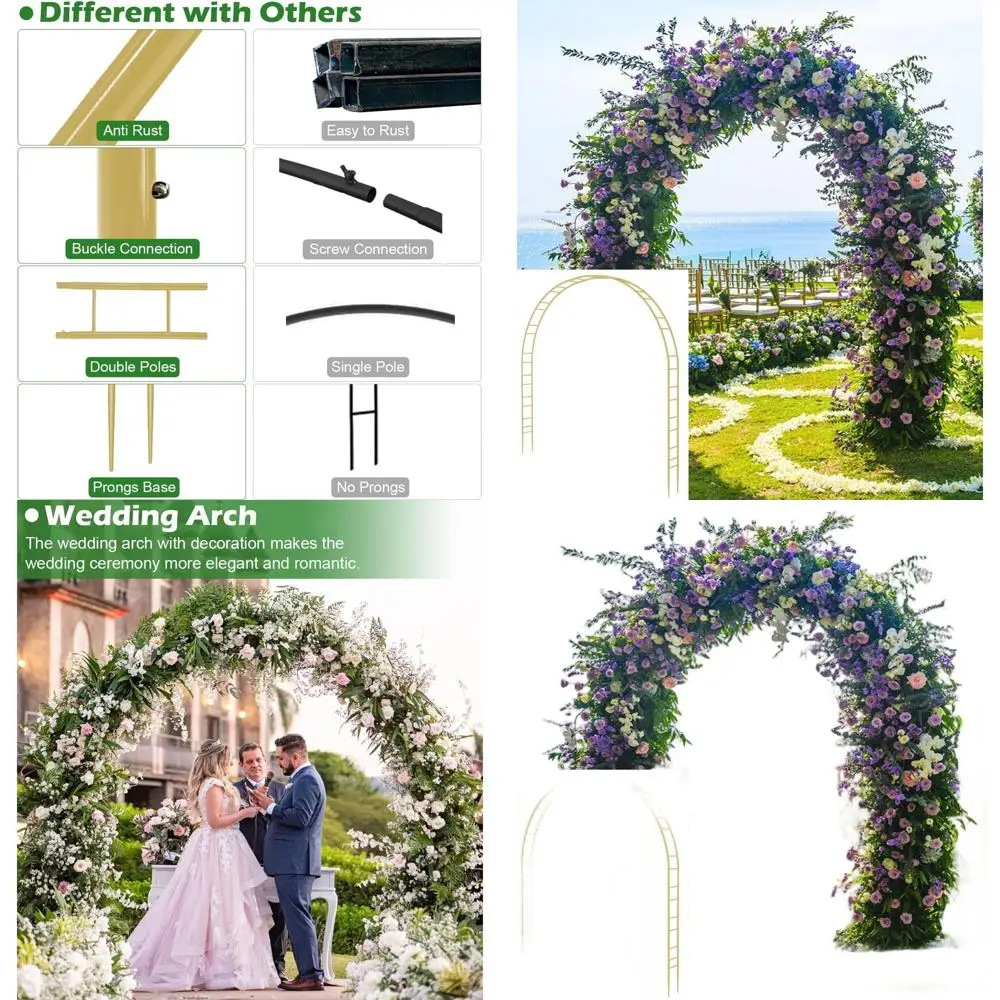 Stylish 7.2ft Wide x 9.2ft High Garden Arch for Weddings and Outdoor Events, Metal Trellis with Plant Climbing Feature and Gold
Stylish 7.2ft Wide x 9.2ft High Garden Arch for Weddings and Outdoor Events, Metal Trellis with Plant Climbing Feature and Gold