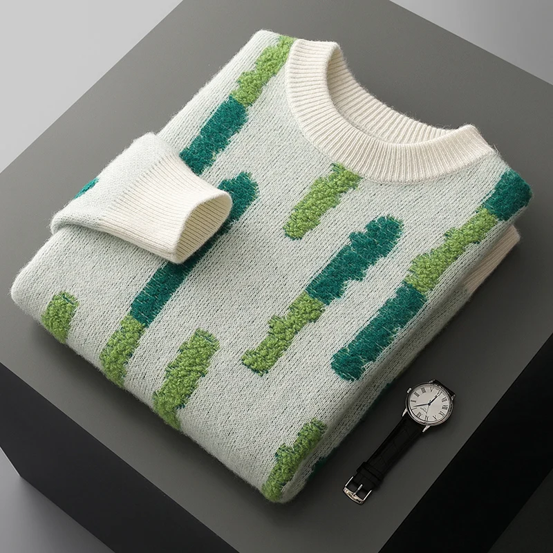 Men's Thick Jacquard Round Neck Pullover 100% Merino Wool Knitted Top for Autumn Winter Warmth Men's Clothing Color Contrast
Men's Thick Jacquard Round Neck Pullover 100% Merino Wool Knitted Top for Autumn Winter Warmth Men's Clothing Color Contrast