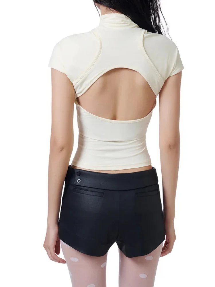 Summer Y2K E-girl Women's High Collar Top with Hollow Button Short Sleeve Slimming T-shirt Grunge Harajuku Street Wear Women's T
Summer Y2K E-girl Women's High Collar Top with Hollow Button Short Sleeve Slimming T-shirt Grunge Harajuku Street Wear Women's T