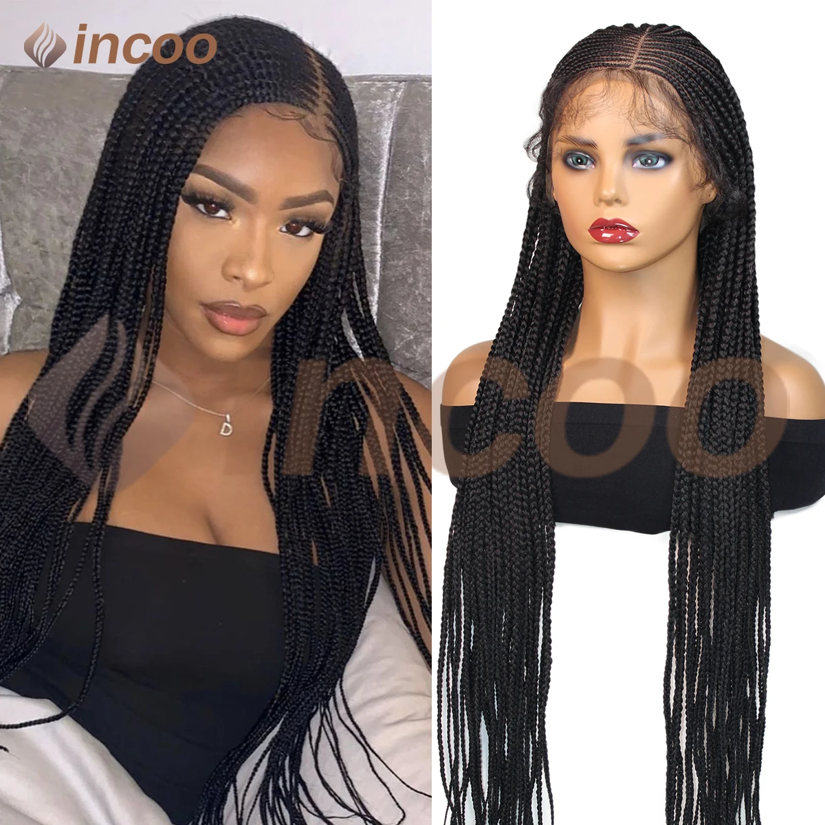 36" Side Part Full Lace Knotless Box Braided Wigs For Black Women Synthetic Cornrows Braids Lace Wigs for Daily Use 
36" Side Part Full Lace Knotless Box Braided Wigs For Black Women Synthetic Cornrows Braids Lace Wigs for Daily Use