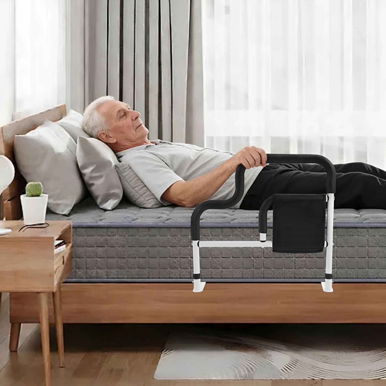 L-shaped Bed Rail for Elderly Adults Safety, 220 lbs Load-Bearing Carbon Steel Bedside Fall Prevent Grab Bar for The Senior Bed Assist Rail
L-shaped Bed Rail for Elderly Adults Safety, 220 lbs Load-Bearing Carbon Steel Bedside Fall Prevent Grab Bar for The Senior Bed Assist Rail