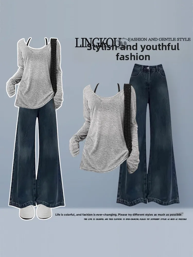 Summer Large Size Japanese Style Set Women Pure Desirable Spicy Knitted Top Strap Vest Retro Slimming Jeans Three Piece Set
Summer Large Size Japanese Style Set Women Pure Desirable Spicy Knitted Top Strap Vest Retro Slimming Jeans Three Piece Set