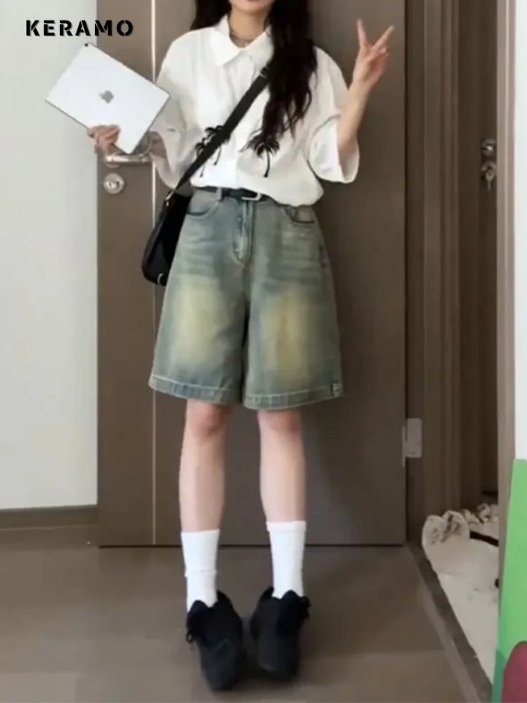 Женские шорты Y2K Gyaru Sweet 2000S Washed Sheath Cyber Denim Shoujo с высокой талией, повседневные сексуальные облегающие шорты в уличном стиле Kpop 
Женские шорты Y2K Gyaru Sweet 2000S Washed Sheath Cyber Denim Shoujo с высокой талией, повседневные сексуальные облегающие шорты в уличном стиле Kpop