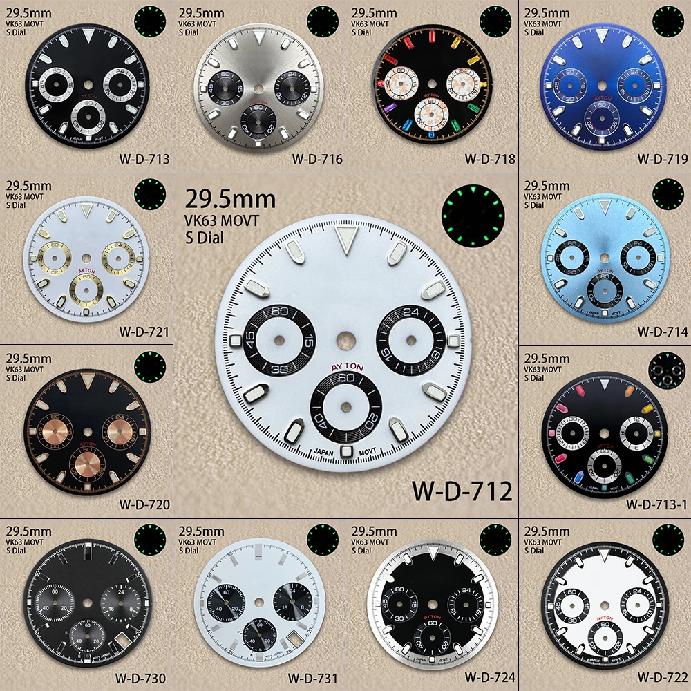 29.5mm S Logo Panda DTN Dial Fit VK63 Movement Green Luminous Sunray/matte High-Quality Watch Accessories
29.5mm S Logo Panda DTN Dial Fit VK63 Movement Green Luminous Sunray/matte High-Quality Watch Accessories