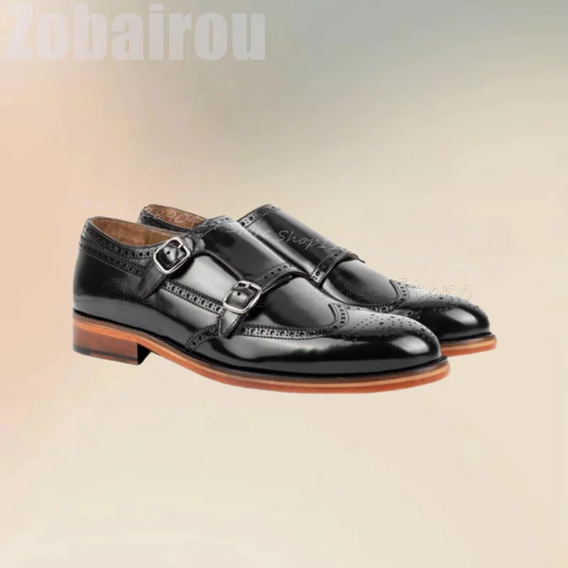 Black Carving Design Buckle Decor Double Monk Loafers Fashion Slip On Men Shoes Luxurious Handmade Party Office Men Dress Shoes
Black Carving Design Buckle Decor Double Monk Loafers Fashion Slip On Men Shoes Luxurious Handmade Party Office Men Dress Shoes