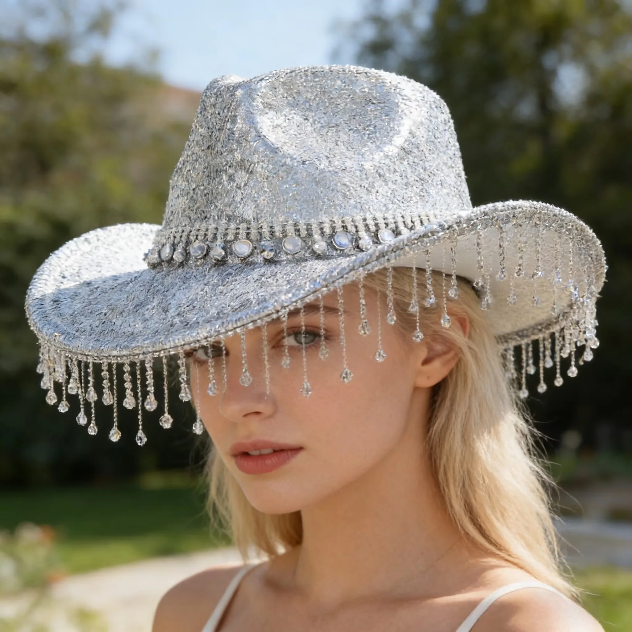 HongLuan серебристый блестящий костюм для взрослых, ковбойские шляпы со стразами для женщин, ковбойские аксессуары для косплея и кепка в стиле пастушки
HongLuan серебристый блестящий костюм для взрослых, ковбойские шляпы со стразами для женщин, ковбойские аксессуары для косплея и кепка в стиле пастушки