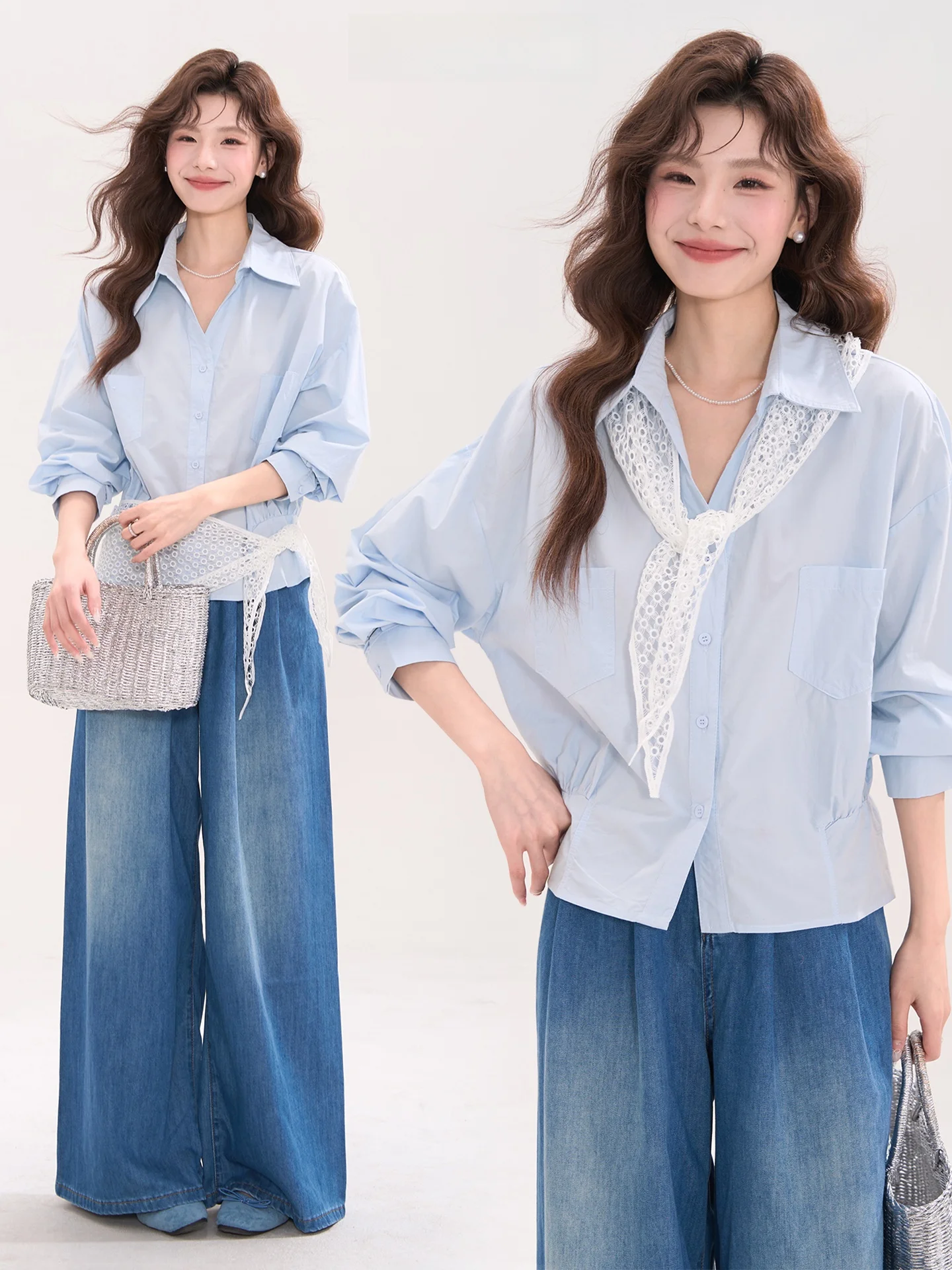 Elegant Lace Shoulder Shawl Long Sleeve Women's Shirt Commute Style Spring Cotton Blend Comfortable Fit Business Casual Top
Elegant Lace Shoulder Shawl Long Sleeve Women's Shirt Commute Style Spring Cotton Blend Comfortable Fit Business Casual Top