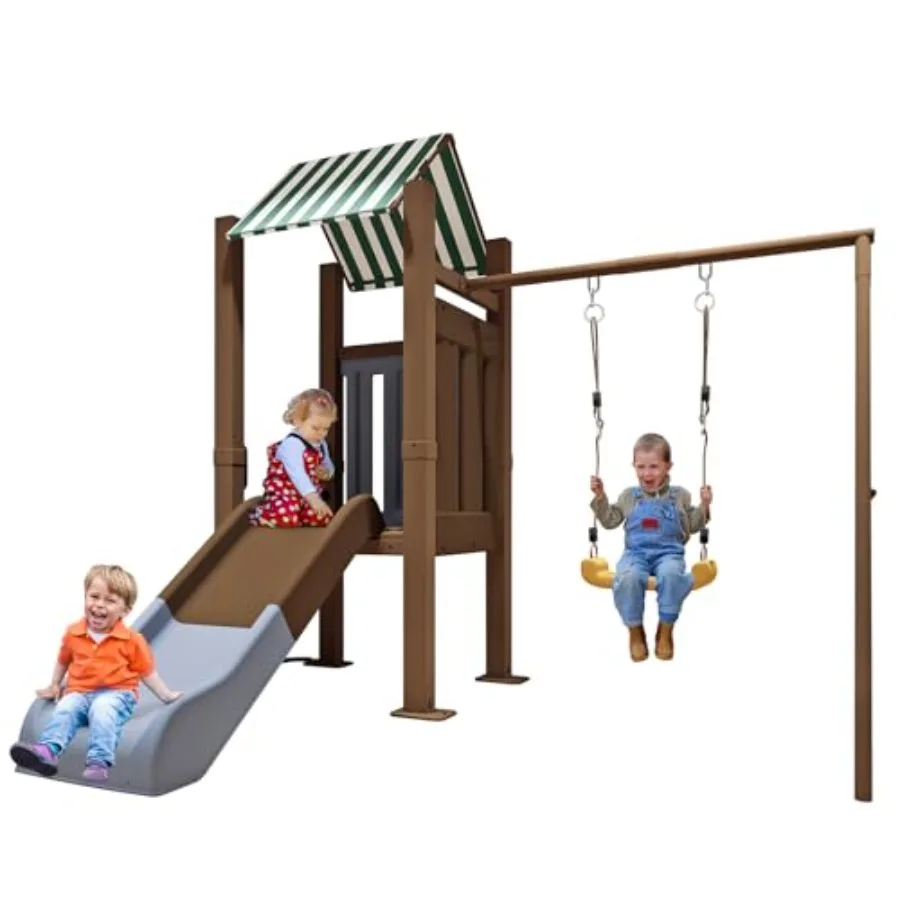 Outdoor Play Equipment with Slide Swing Set All-in-One Backyard Playground System with Climbing Wall for Parks Schools Daycares
Outdoor Play Equipment with Slide Swing Set All-in-One Backyard Playground System with Climbing Wall for Parks Schools Daycares