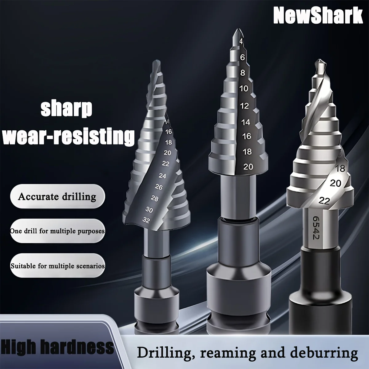 Spiral Grooved Step Drill Bit Set for Metal & Wood, Coated Unibit Hole Opener, Fast Cutting Multi-Size Step Bits for Sheet Metal
Spiral Grooved Step Drill Bit Set for Metal & Wood, Coated Unibit Hole Opener, Fast Cutting Multi-Size Step Bits for Sheet Metal
