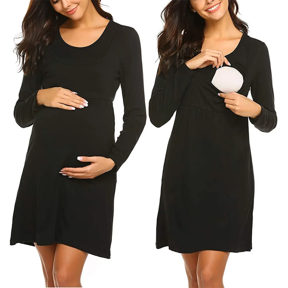 Mom Spring Autumn Maternity Care Long Sleeve Maternity Dress Solid Color Dress Pregnant Women Pregnancy Breastfeeding Clothes
Mom Spring Autumn Maternity Care Long Sleeve Maternity Dress Solid Color Dress Pregnant Women Pregnancy Breastfeeding Clothes