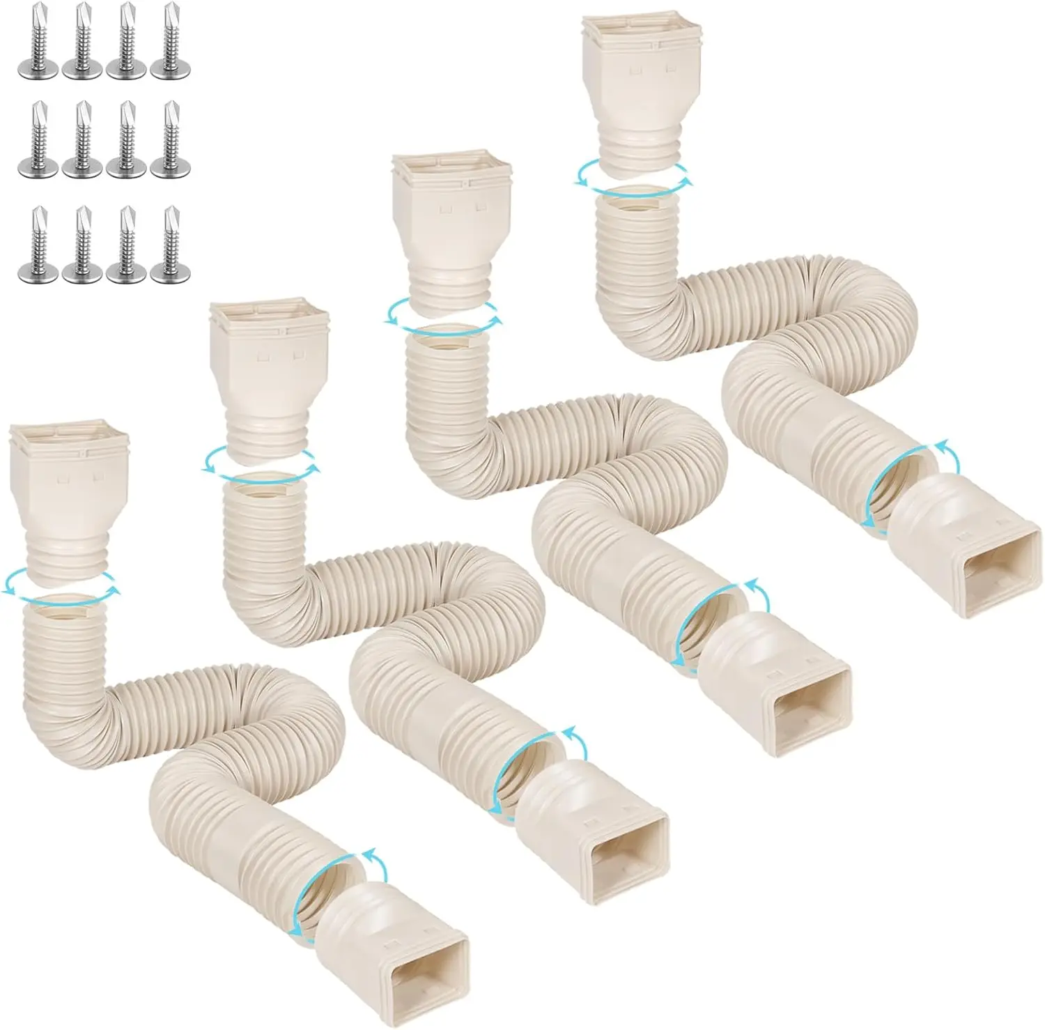 Flexible Rain Gutter Downspout Extensions, Extendable from 21 to 68 Inches, Drainage Connector for Efficient Water Flow (4 Pack)
Flexible Rain Gutter Downspout Extensions, Extendable from 21 to 68 Inches, Drainage Connector for Efficient Water Flow (4 Pack)